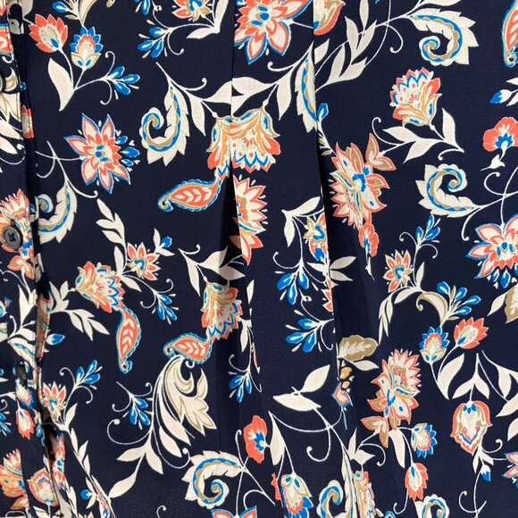 Dana Buchman size XXL Navy Multi Color Floral Short Sleeve Button Down Comfy - Picture 8 of 10
